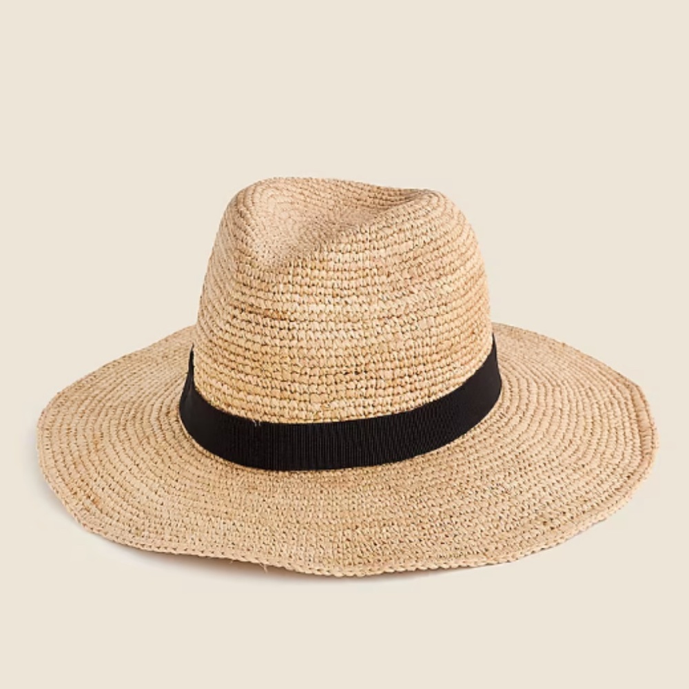J Crew wide-brim packable straw hat